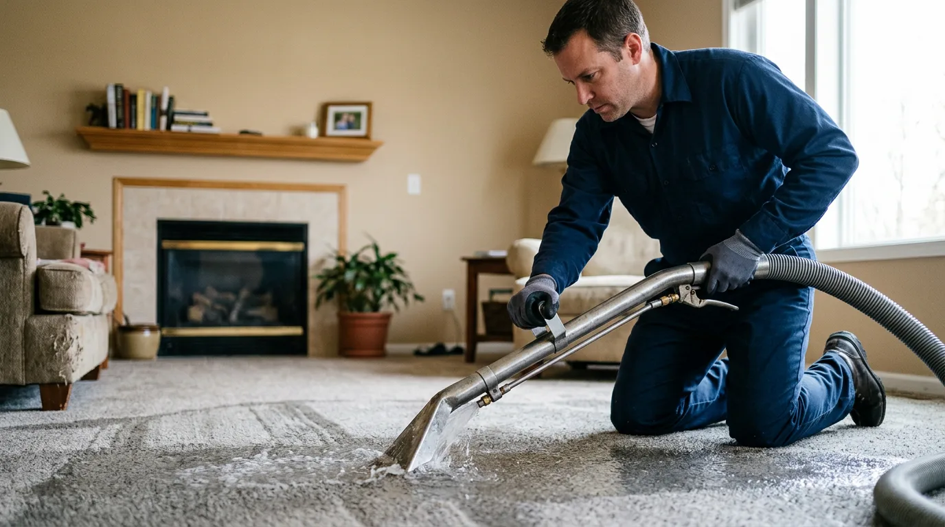 Water damage restoration technician working near Turner, MI